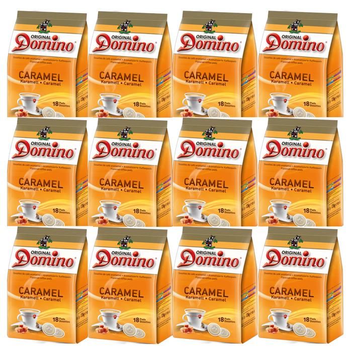 DOMINO Caramel  12x18 dosettes de café aromatisé au Caramel  COMPATIBLES SENSEO®