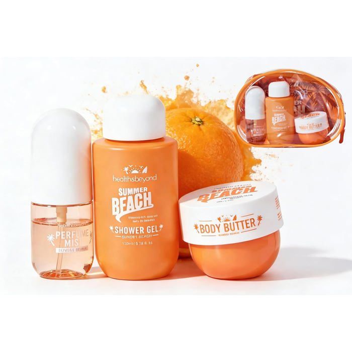 Coffret trio - SUMMERBEACH Sunset Beach - Brume parfumée 35ml - Beurre corporel 50ml - Gel douche 110ml