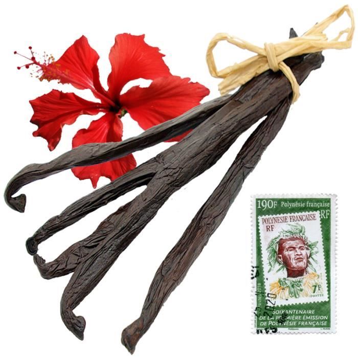 3 Véritables Gousses de Vanille de TAHITI « Origine Raiatea » 12 à 13cms pour 11gr. Production artisanale d’exception