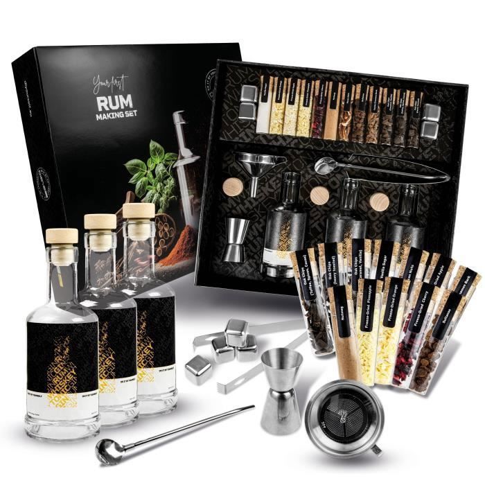 DIBYS Ensemble DIY pour faire du rhum avec des épices et des accessoires de bar cadeau pour papa