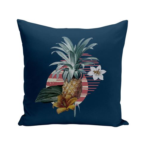 Fabulous Coussin bleu Ananas et Fleurs Tropicales [40x40 cm]