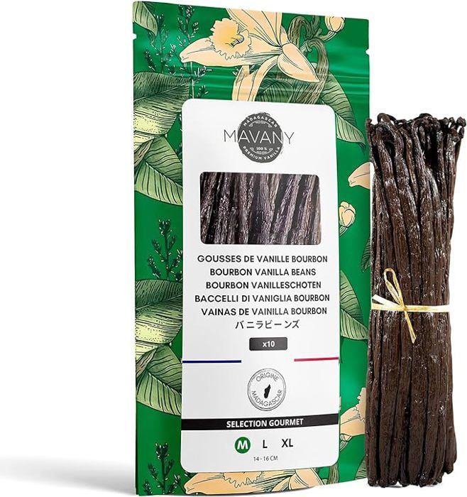 Mavany - 10 Gousses de VANILLE DE MADAGASCAR/BOURBON -14 à 16 cm 25g env.- Qualité gourmet pour la PÂTISSERIE/CUISINE