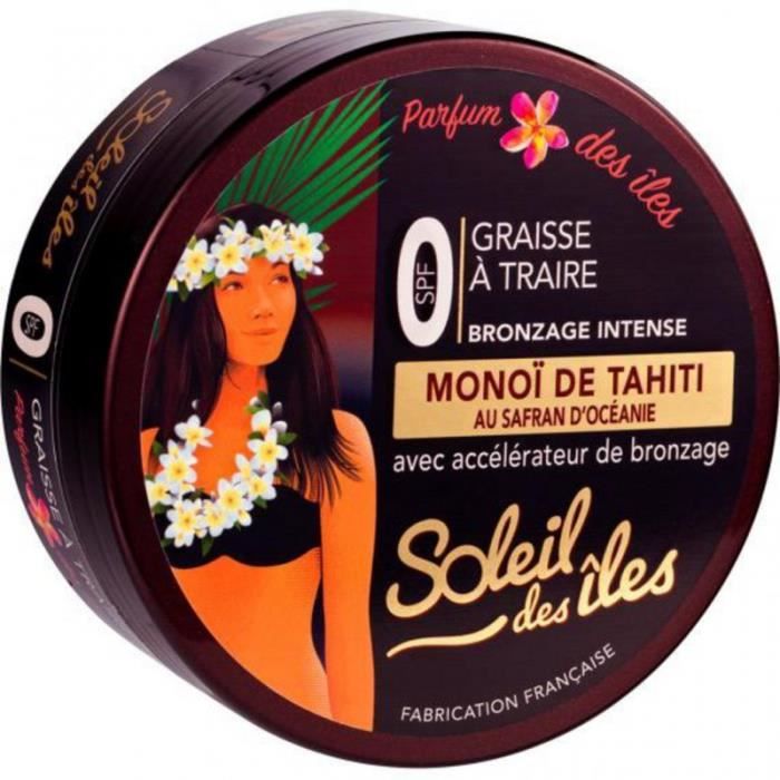 Graisse à Traire - SOLEIL DES ILES - Bronzage Intense SPF 0 - Lot de 2 - Monoï de Tahiti - Parfum des Îles