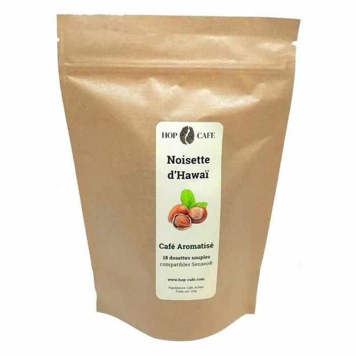 HOP CAFÉ - Dosette souple - Arôme Noisette dHawaï - 18 dosettes
