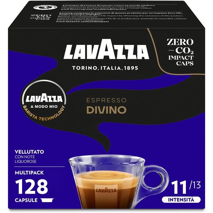 Capsules de Café - Lavazza - Espresso Divino - Notes de Cacao - Intensité 11 - Torréfaction Foncée