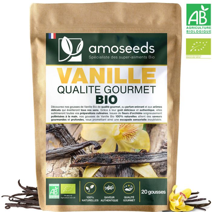 Vanille Bio qualité Gourmet  20 gousses - Amoseeds
