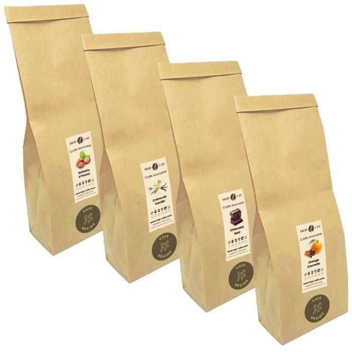 HOP CAFÉ - Offre Découverte Café en grains Aromatisé - 4 x 125 g