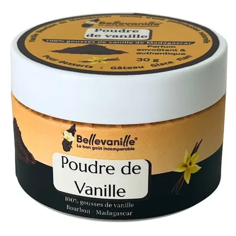Poudre de vanille Bourbon de Madagascar 30g en pot – Arôme intense gousse entière idéale pour pâtisserie desserts et cuisine