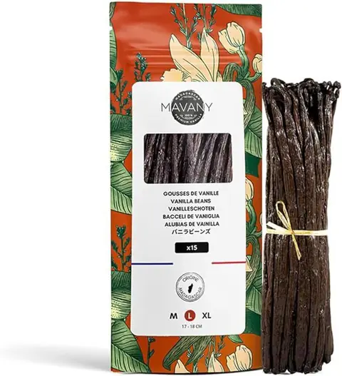 Mavany - 15 Gousses de vanille BOURBON/MADAGASCAR -Grande taille 17 à 18cm - Grand cru qualité gourmet pour la PÂTISSERIE/CUISINE