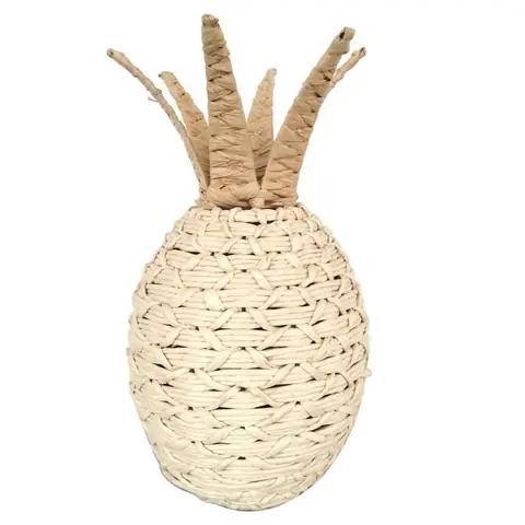 Grande figurine décorative dananas en osier de scirpe ornement de décor tropical Boho marron beige plante artificielle de table