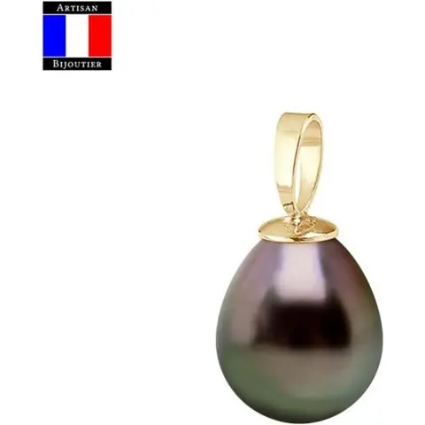 Pendentif - Compagnie Générale des Perles - Véritable Perle de Tahiti 9-10 mm - Or Jaune 18 Cts - Chaîne Offerte
