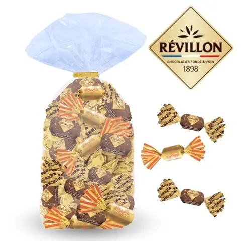 REVILLON  30 Papillotes Chocolat au Lait Praliné  Sachet de 310g de Friandises prêt à Offrir pour Noël
