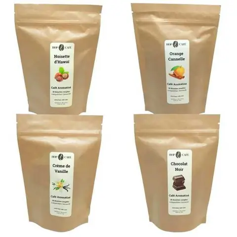 HOP CAFÉ - Pack Découverte Dosette souple Aromatisée - 4 x 18 dosettes