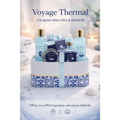 Coffret Spa Bain & Corps Voyage Thermal – Parfum Ylang Ylang – 6 Produits Bien-être