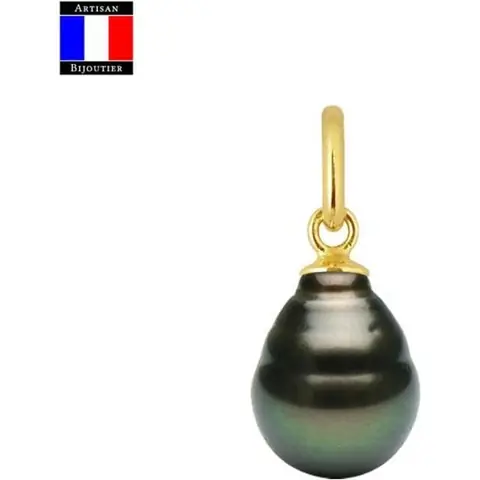 Pendentif - Compagnie Générale des Perles - Véritable Perle de Tahiti 8-9 mm - Or Jaune 18 Cts - Chaîne Offerte