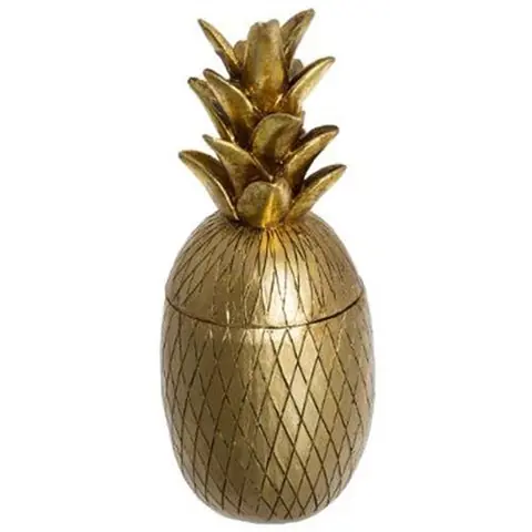 Atmosphera Créateur d'intérieur - Boîte Décorative en Résine Ananas 24cm Or