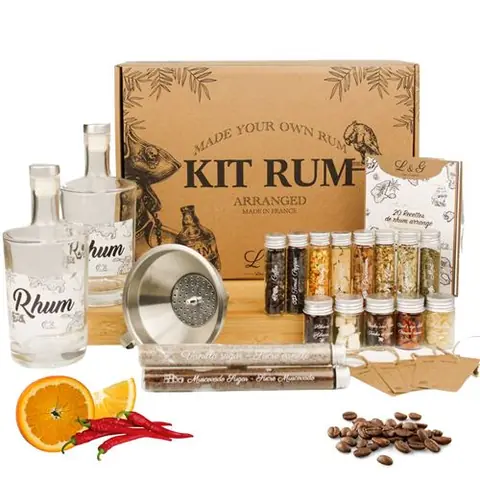 L&G® - Kit préparation et infusion rhum arrangé - Idées cadeaux - Coffret cadeau rhum DIY dégustation surprise - noel, Saint Valentin, Fêtes, anniversaire - Fabriqué en France - Ingrédients de Qualité