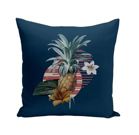 Fabulous Coussin bleu Ananas et Fleurs Tropicales [40x40 cm]
