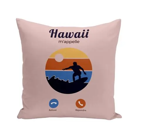 Fabulous Coussin rose Hawaii M'Appelle Surf et Soleil [40x40 cm]
