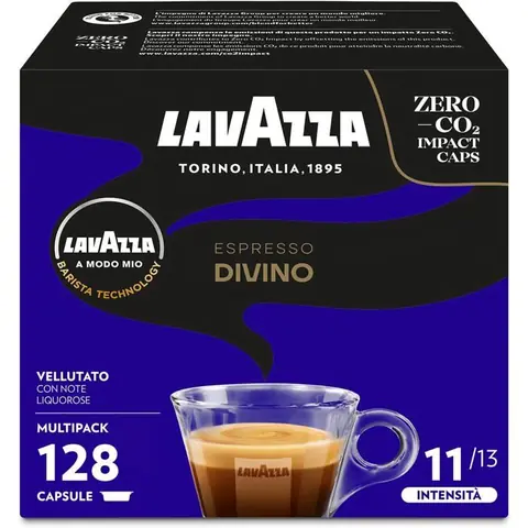 Capsules de Café - Lavazza - Espresso Divino - Notes de Cacao - Intensité 11 - Torréfaction Foncée
