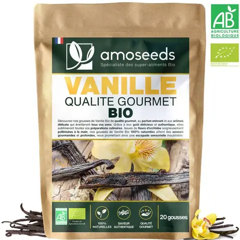 Vanille Bio qualité Gourmet  20 gousses - Amoseeds