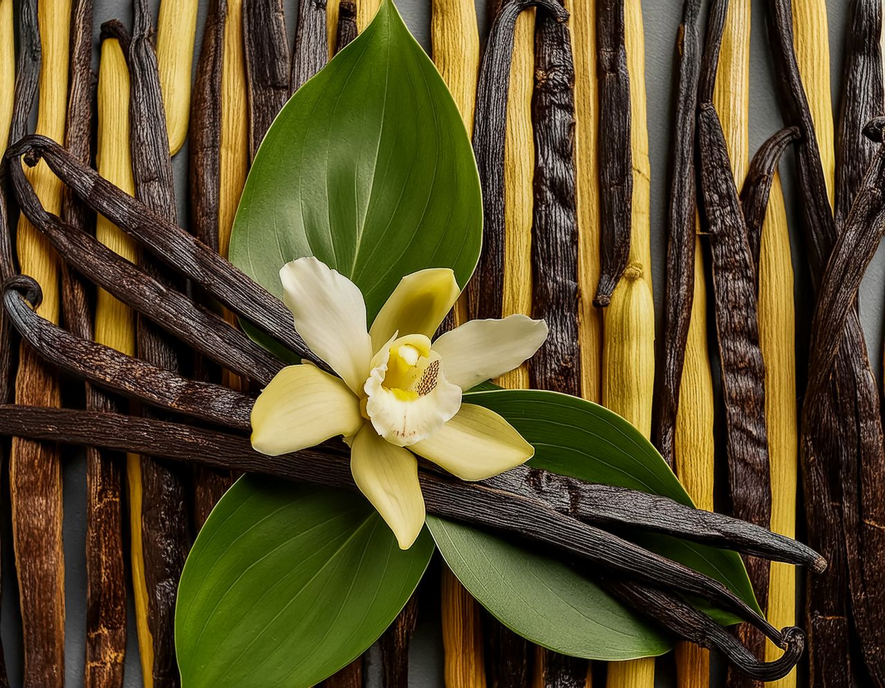 Fleur et gousses de vanille